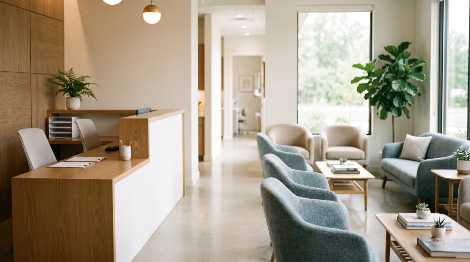 Bright, modern dental and medical office reception