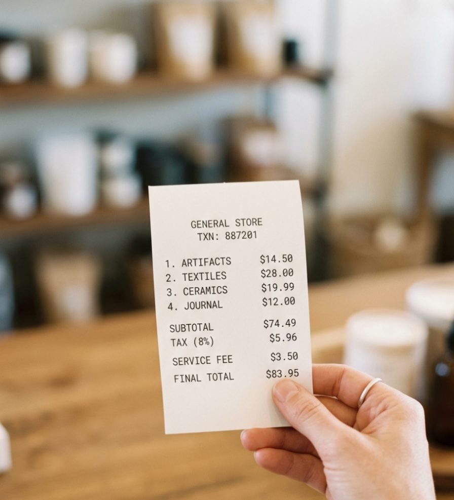 Receipt showing a clearly labeled surcharge line item