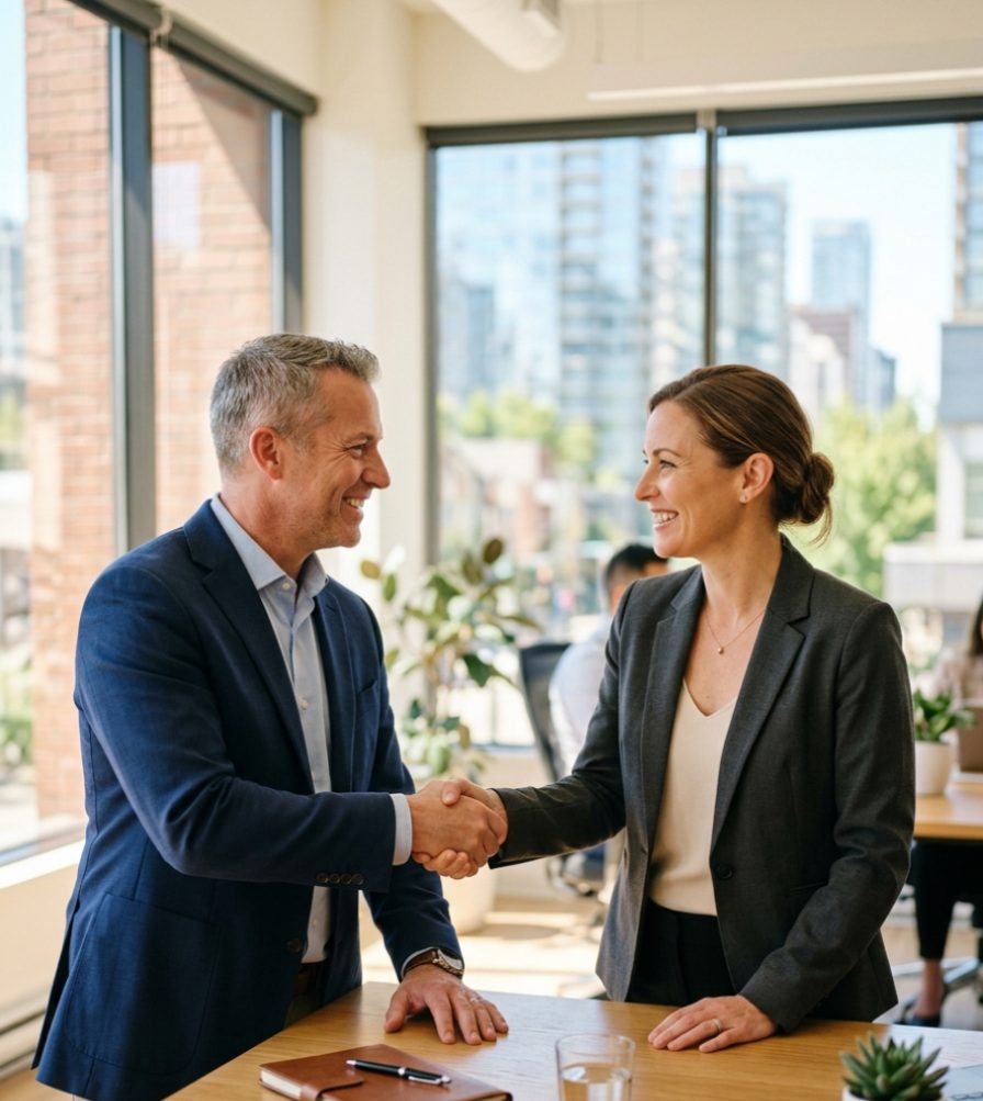 Business owner shaking hands with a professional advisor