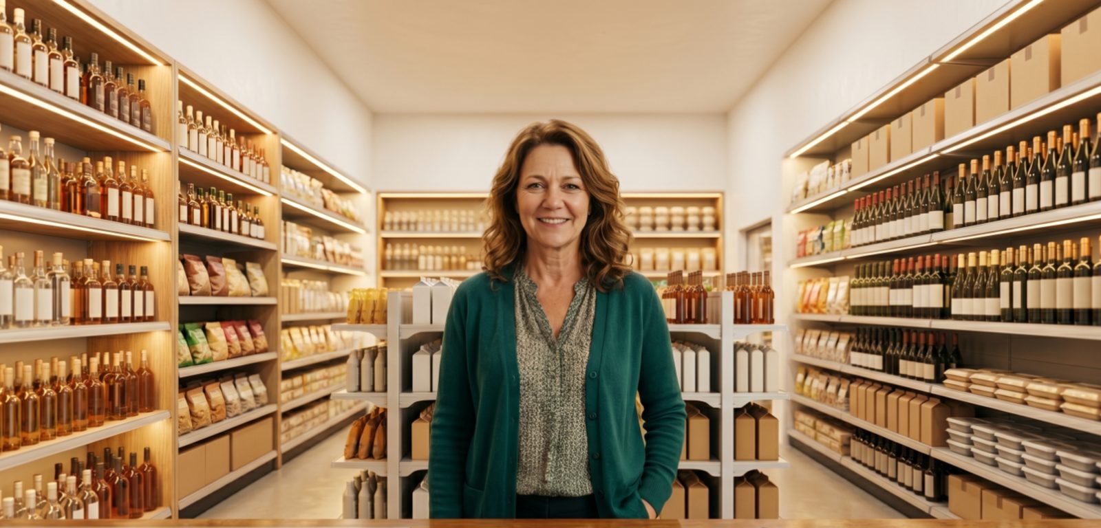 Confident store owner at their checkout counter